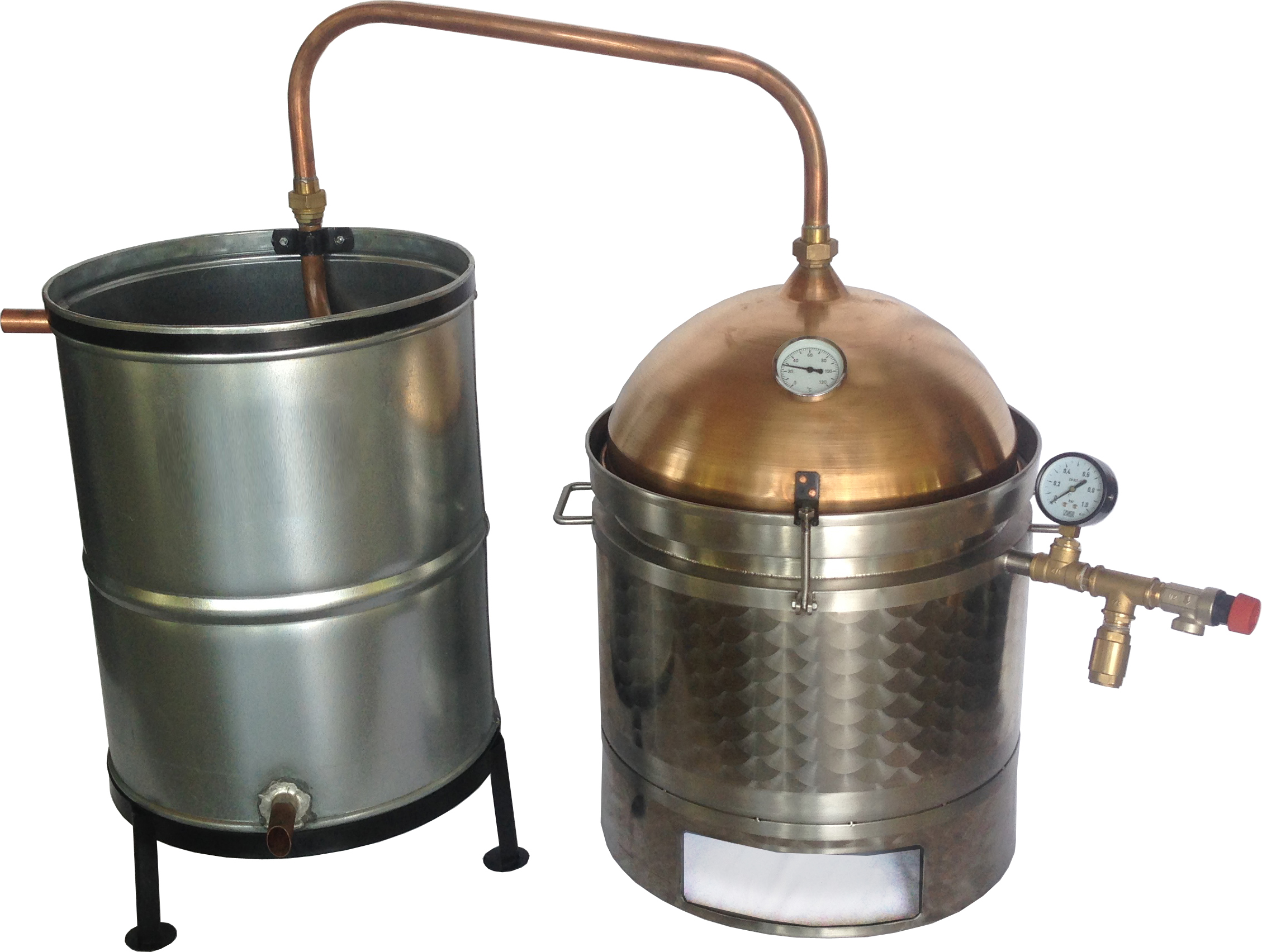 Duplafalú pálinkafőző 30 literes Réz Inox